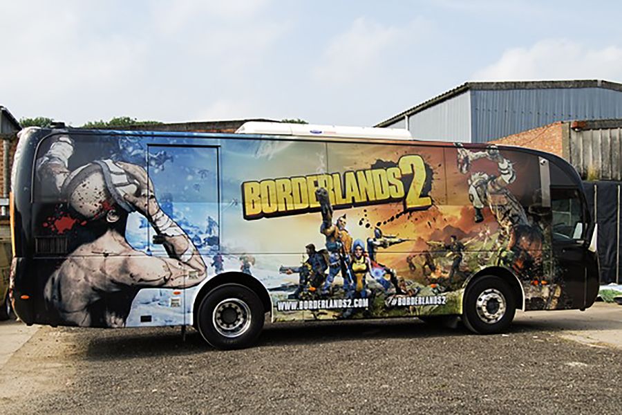 Inchmere Event Design LTD, Bus vehicle wrap Borderlands 2 promotional bus hire