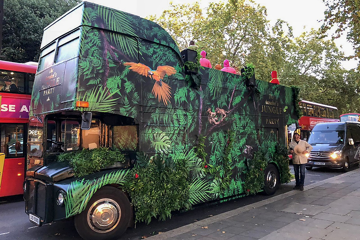 Inchmere Event Design LTD, bus Jungle Party promotional bus hire